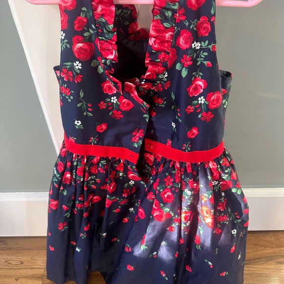 Janie and Jack Navy Floral Dress with Red Accents American girl dress - Picture 6 of 7